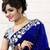 Blue and White embroidered velvet saree with blouse