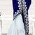 Blue and White embroidered velvet saree with blouse