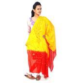 Red Yellow Tie N Dye Pure Cotton Jaipuri Dupatta