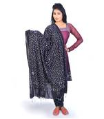 Designer Mirror Work Black Cotton Bandhej Dupatta