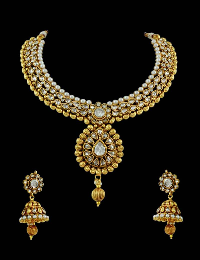 Clear Traditional Rajwadi Necklace Set Jewellery for Women - Orniza ...