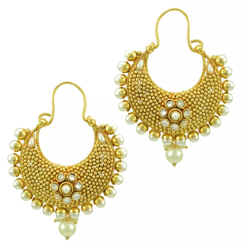 Ethnic Indian Bollywood Fashion Jewelry Set Hoops Earrings