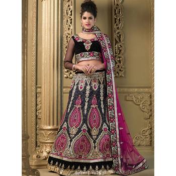 Embroidery Net Fabric multicolor Lehenga Choli 1