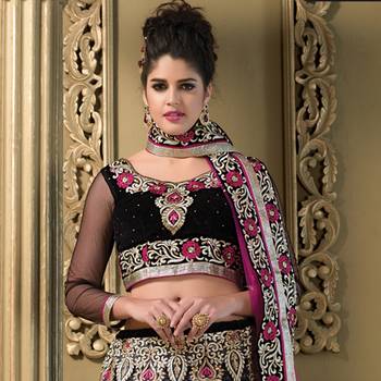Embroidery Net Fabric multicolor Lehenga Choli 2