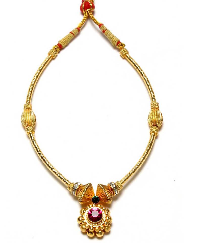 Womens Trendz Saaj Najuk Pipe Thushi 24K Gold Plated Alloy Necklace