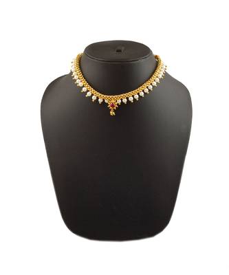 Womens Trendz Full Jhaler White Plus Moti Thushi 24K Gold Plated Alloy Necklace 1