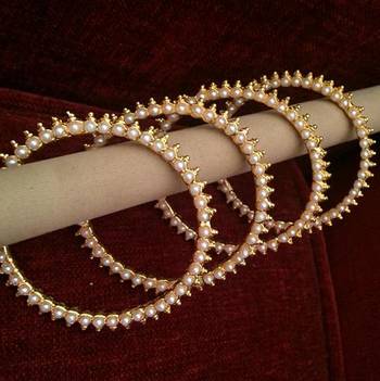 Four bangles Intricate Faux Pearl Bangles India Set 1
