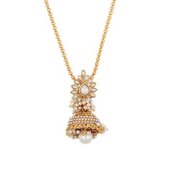Jhumka pendant pearl necklace set flower India jewellery 2