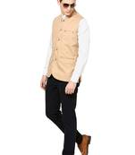 Elearray Cream Colored Khadi Blended Waistcoat
