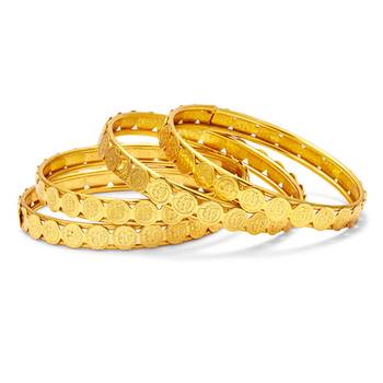 Glamorous Temple Jewellery Gold Plated Coin Bangle For Women 2