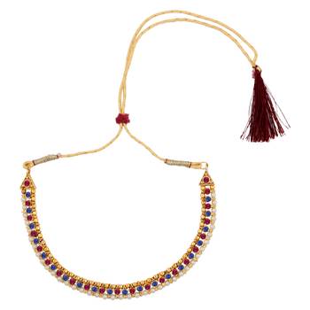 Rani pink blue pearl polki earring necklace jewelry Indian set 2