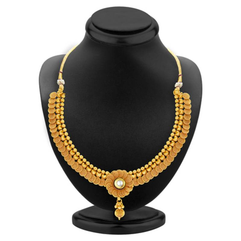 Eye-Catchy Jalebi Design Gold Plated Necklace Set For Women