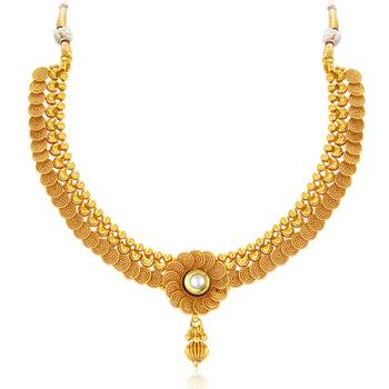 Eye-Catchy Jalebi Design Gold Plated Necklace Set For Women 4