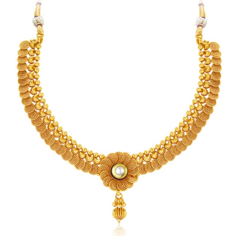 Eye-Catchy Jalebi Design Gold Plated Necklace Set For Women