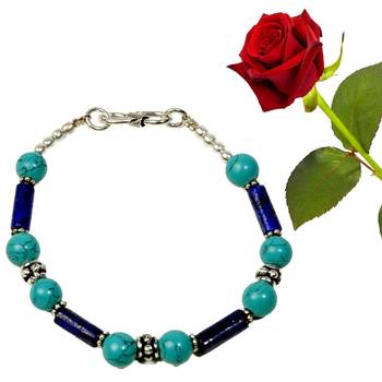 Turqoise Purple Bead Brass Bracelet Valentine Gift 1