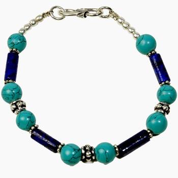 Turqoise Purple Bead Brass Bracelet Valentine Gift 2