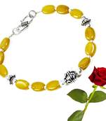 Lemon Yellow Beaded Brass Bracelet Valentine Gift