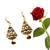 Red Meenakari Design Brass Ear Ring Valentine Gift