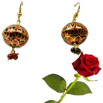 Red Black Meenakari Brass Ear Ring Valentine Gift 1