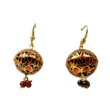 Red Black Meenakari Brass Ear Ring Valentine Gift 2