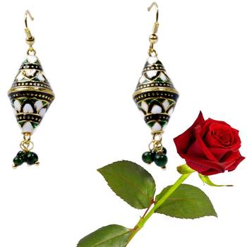 Royal Green Meenakari Brass Earring Valentine Gift 1