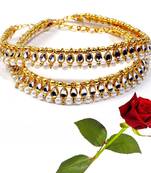 Golden Kundan Brass Payal Anklet Valentine Gift