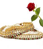 Colourful Kundan Brass Payal Anklet Valentine Gift
