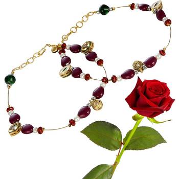 Maroon Golden Brass Payal Anklet Valentine Gift 1
