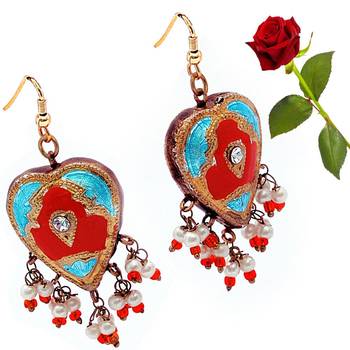 Pure Lacquer Heart Shape Ear Ring Valentine Gift 1
