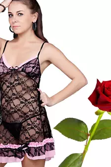 Designer Black Net Night Frock Set Valentine Gift