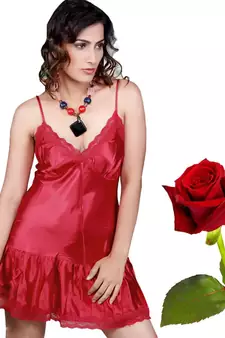 Seductive Silk Satin Night Frock Valentine Gift