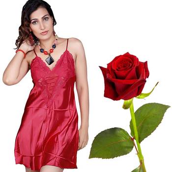 Soft N Sexy Satin Night Frock Set Valentine Gift 1