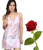 Pink Powernet Honeymoon Night Frock Valentine Gift