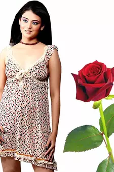 Dotted Hot Cream Frilly Night Frock Valentine Gift