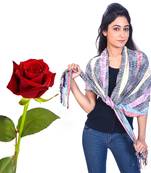 Paisley Stripes Designer Silk Stole Valentine Gift