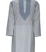 Ada Handcrafted Large White Cotton Lakhnavi Chikankari Kurta For Men