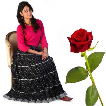 Rajasthani Booti Cotton Long Skirt Valentine Gift 1