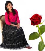 Rajasthani Booti Cotton Long Skirt Valentine Gift
