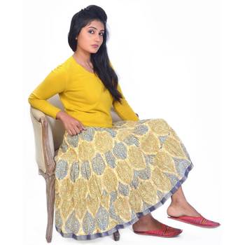 Classy Handblock Print Cotton Skirt Valentine Gift 2