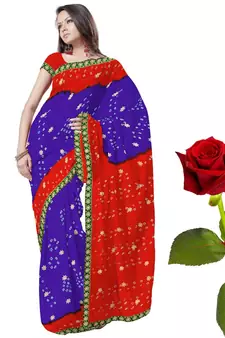 Traditional Tie N Dye Chiffon Saree Valentine Gift