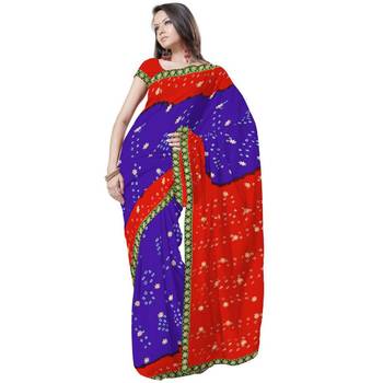 Traditional Tie N Dye Chiffon Saree Valentine Gift 2