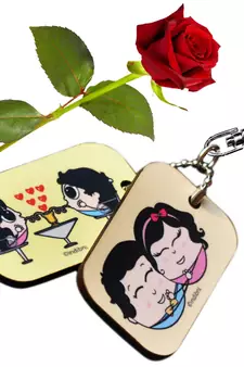 Love Bite Cute Couple Bagtag N Rose Valentine Gift