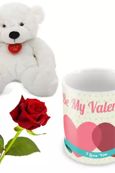Be My Valentine Cute Coffee Mug Rose N Teddy Gift