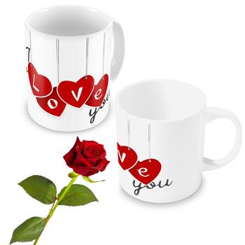 I Love You Coffee Mugs Pair N Rose Valentine Gift 1