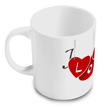 I Love You Coffee Mugs Pair N Rose Valentine Gift 2