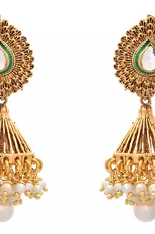 Intricately Beautiful Kundan Gold Designer Jhumka