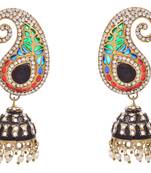 Scintillating Designer Kaerie Earrings with Meenakari & Austrian Diamonds.