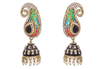 Scintillating Designer Kaerie Earrings with Meenakari & Austrian Diamonds. 2