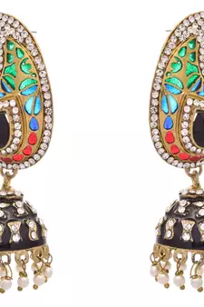 Scintillating Designer Kaerie Earrings with Meenakari & Austrian Diamonds.
