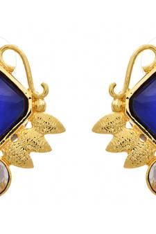Glorious Grand Gold Blue Designer Earrings.
